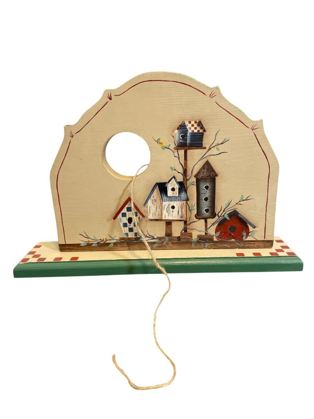 Vintage Hand-Made Yarn Dispenser, Cottagecore, Grandmacore, Folk-Art, Hand-Paint